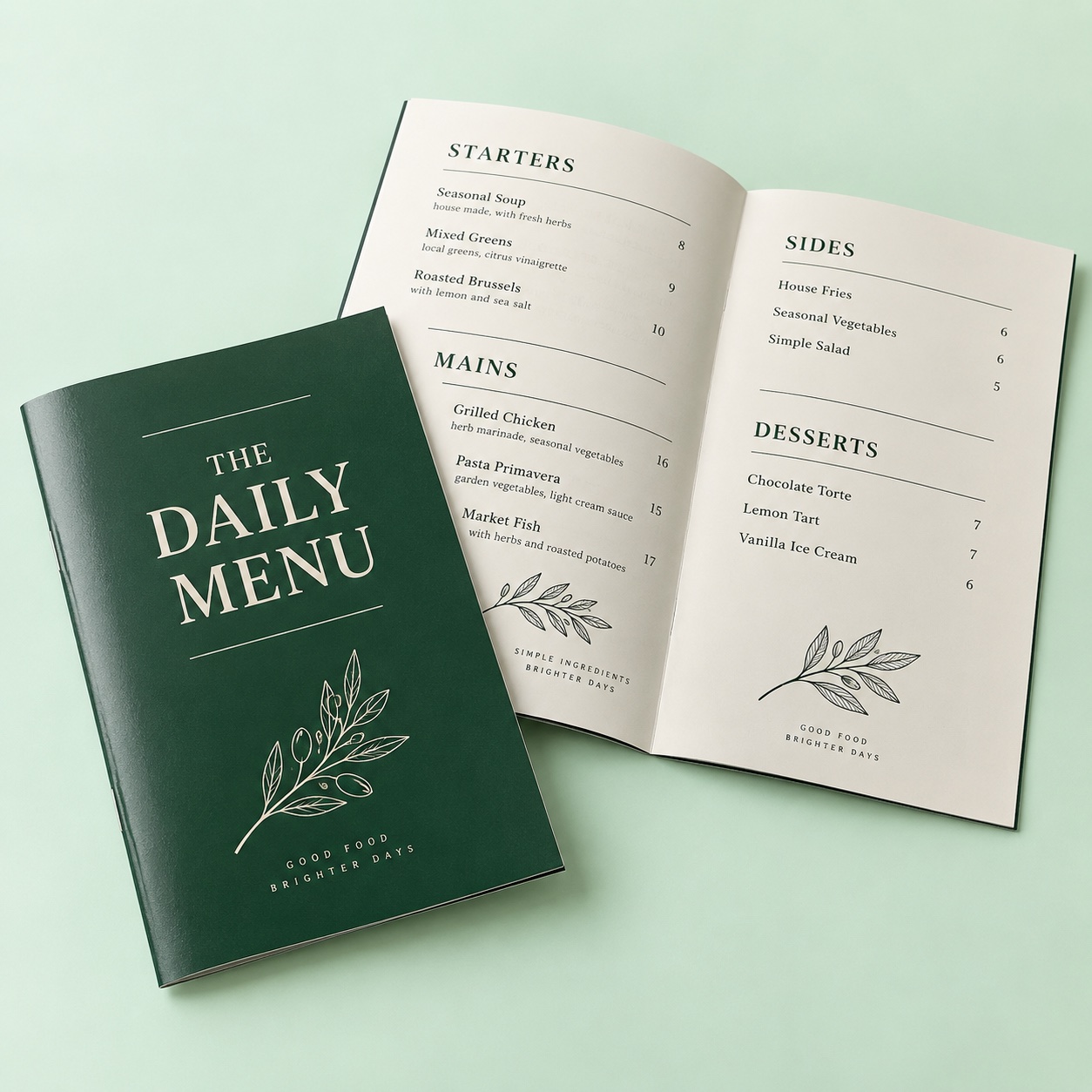 Durable Restaurant Menu Booklet printing from the NeoPrint catalogue